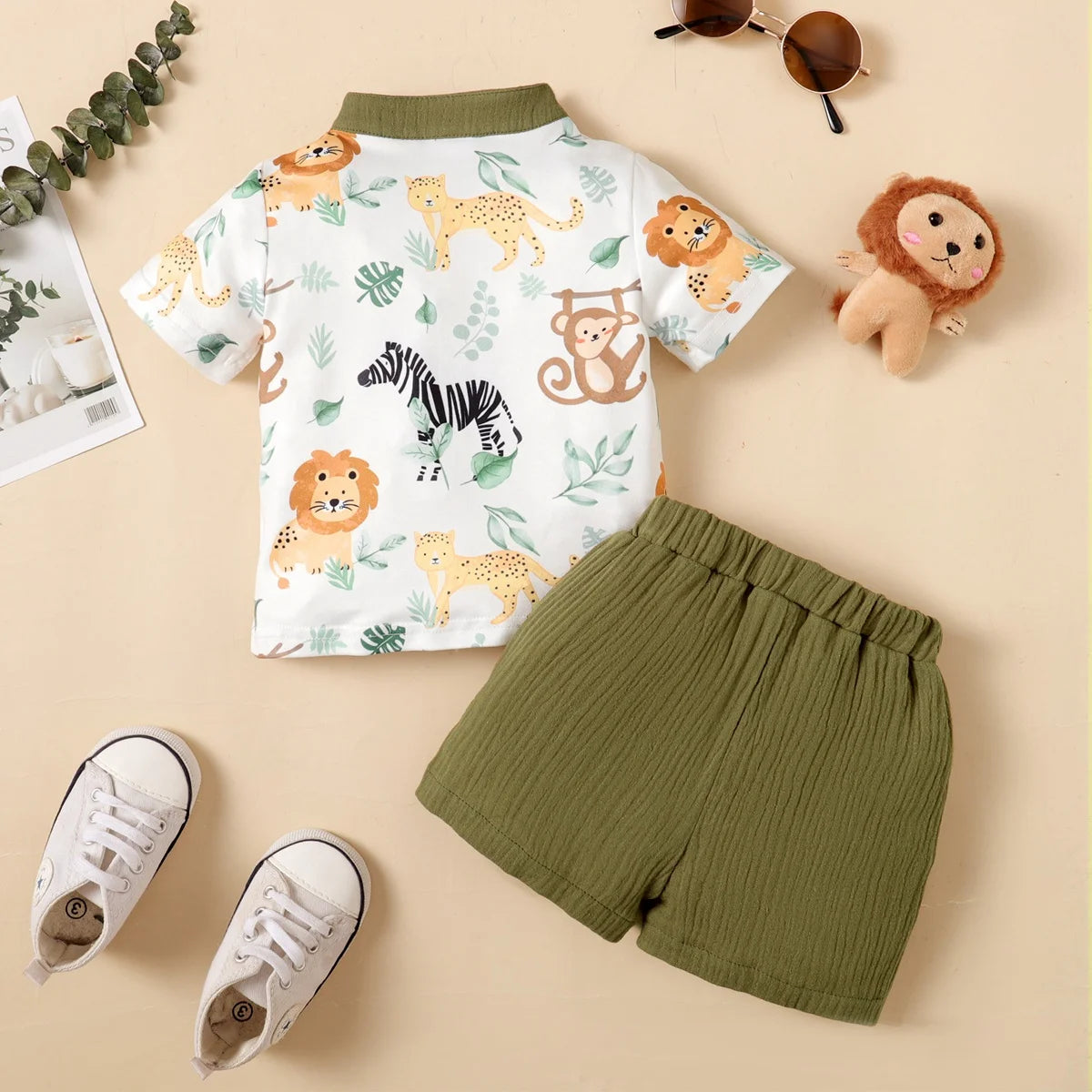 Animal Printed Shorts and Shirt Set