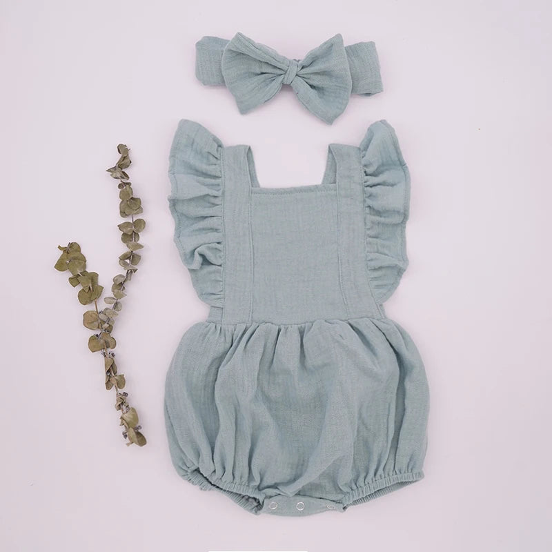 Organic Cotton Baby Girl Romper With Bow