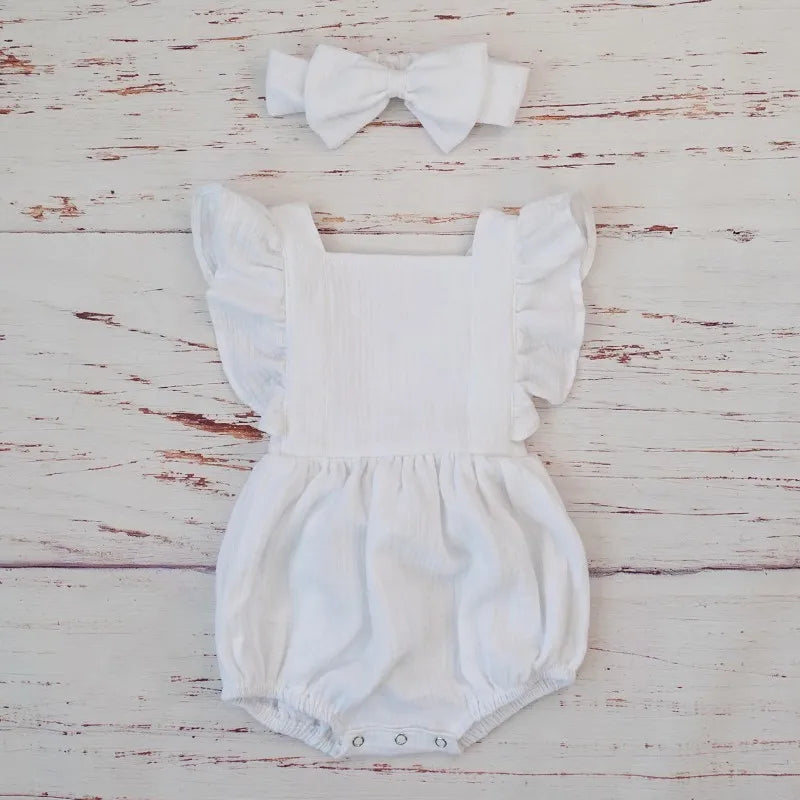 Organic Cotton Baby Girl Romper With Bow