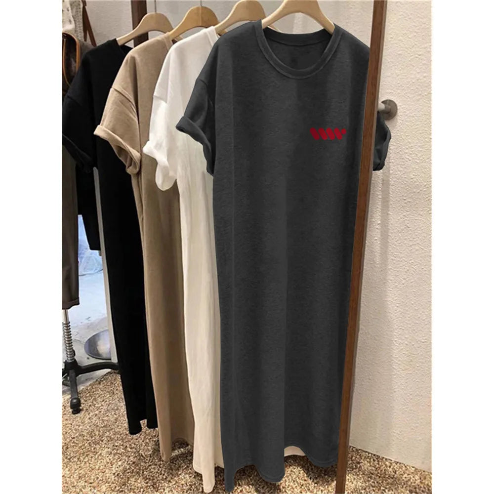 Casual Short-sleeved Round Neck Maternity Dress