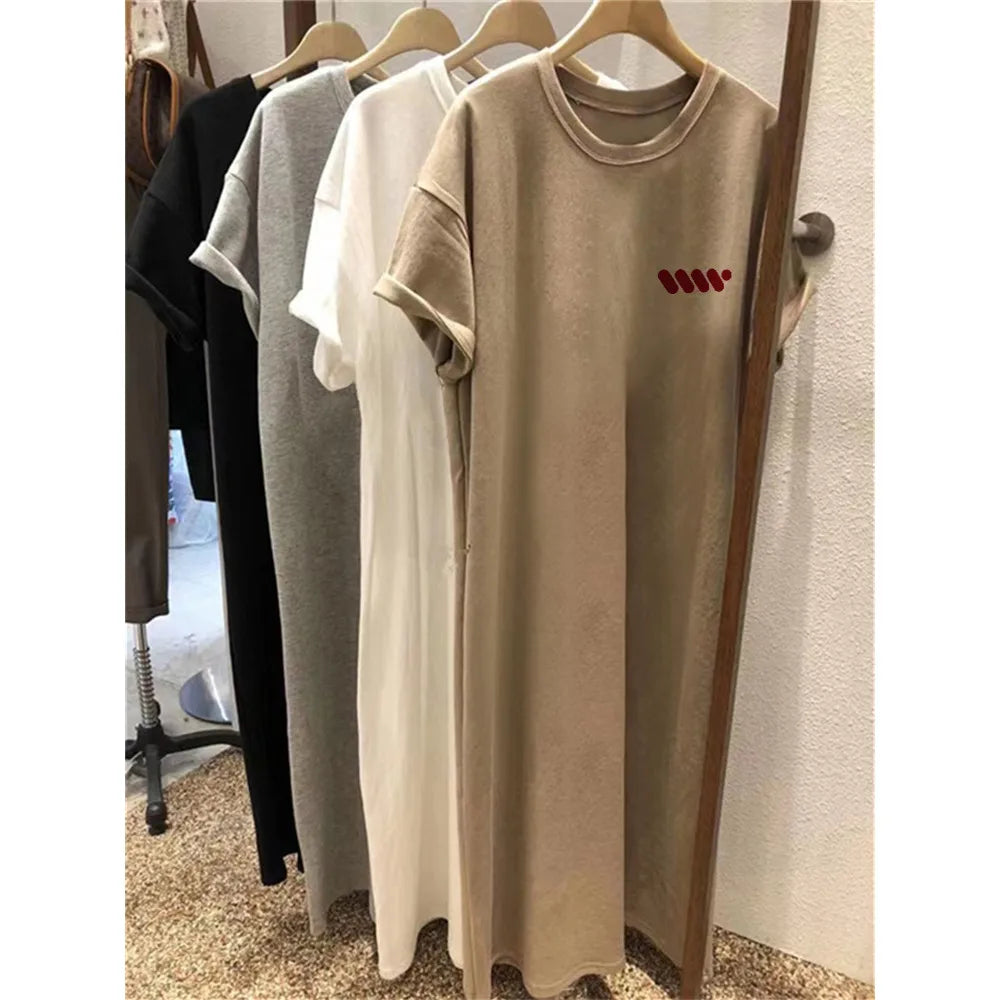 Casual Short-sleeved Round Neck Maternity Dress