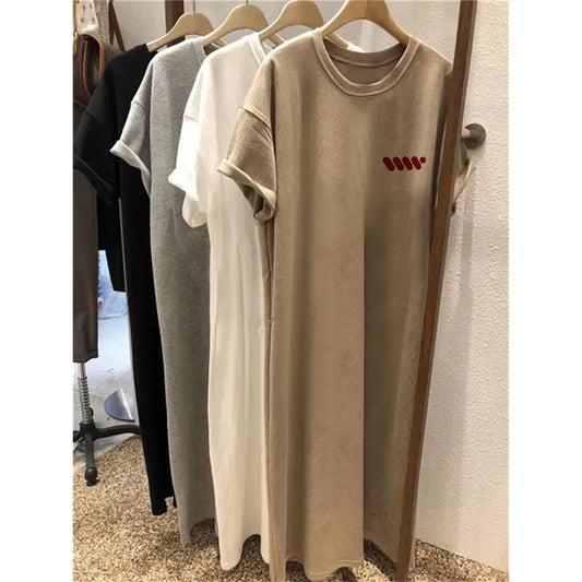 Casual Short-sleeved Round Neck Maternity Dress
