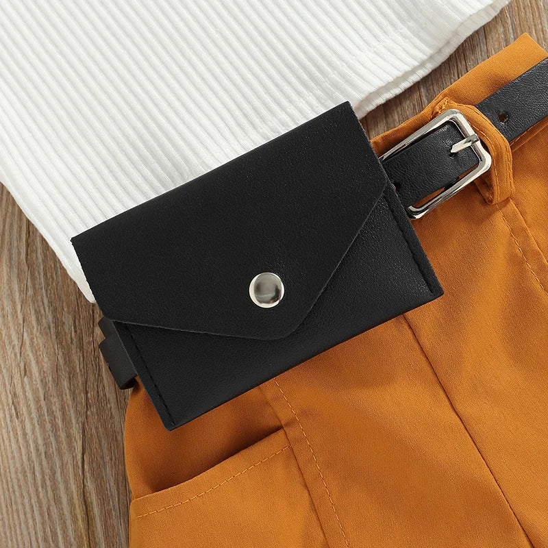 3 Piece Sleeveless Halter Tops Shorts Waist Bag Set