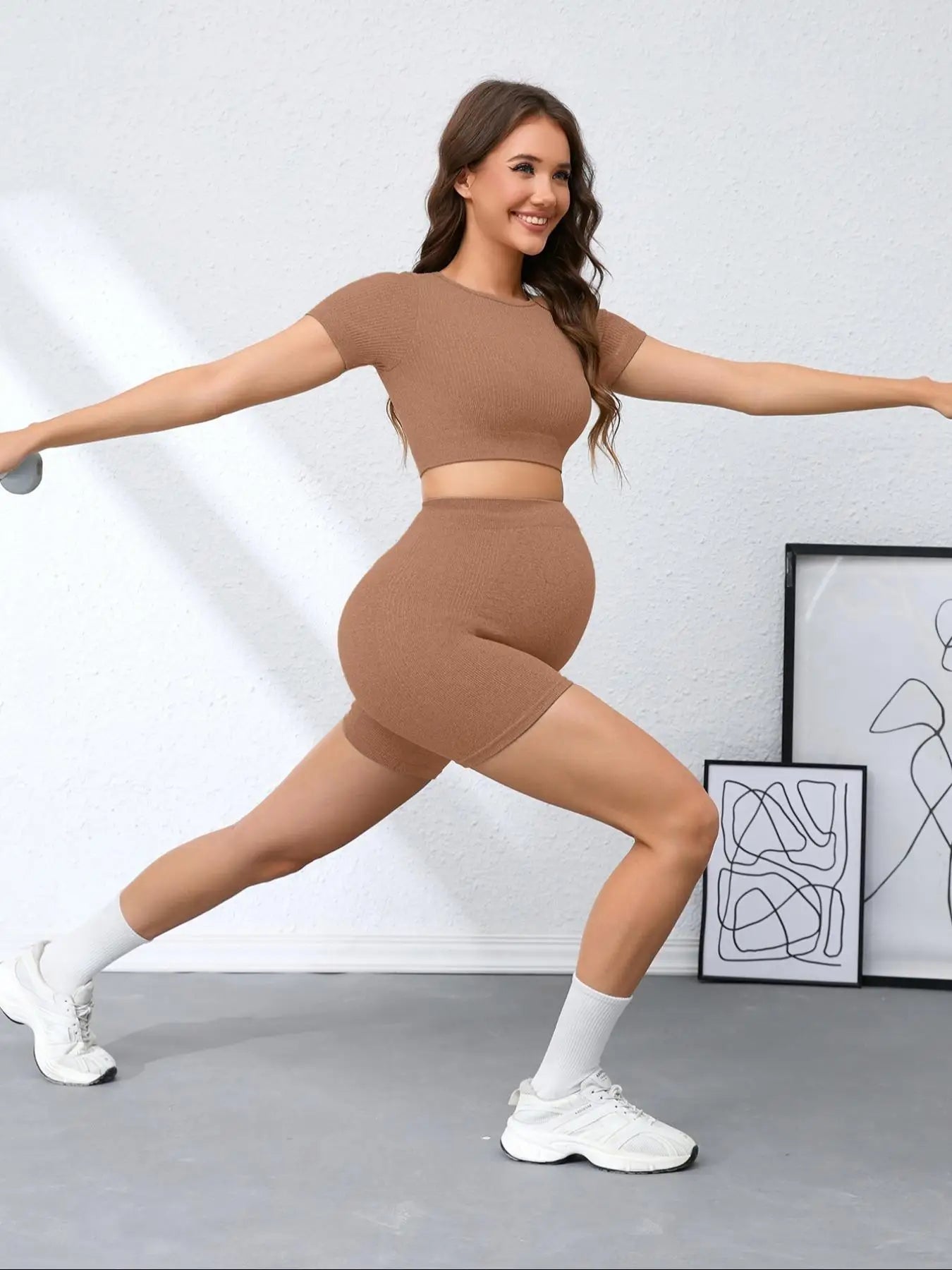 Maternity Seamless Yoga Shorts & Top Set