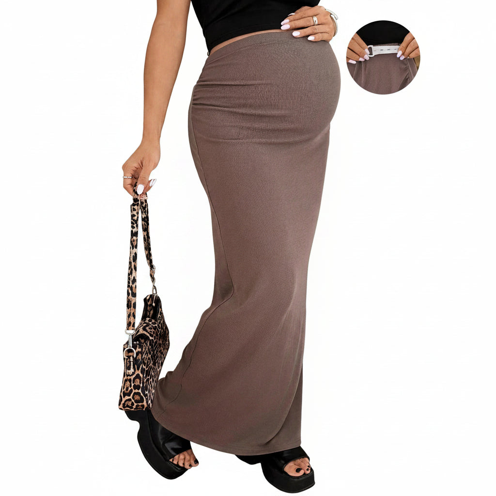 Maternity Knitted High-waisted Long Skirt