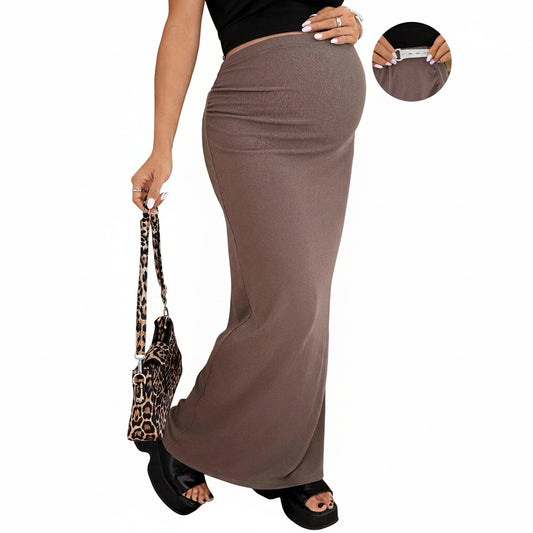 Maternity Knitted High-waisted Long Skirt