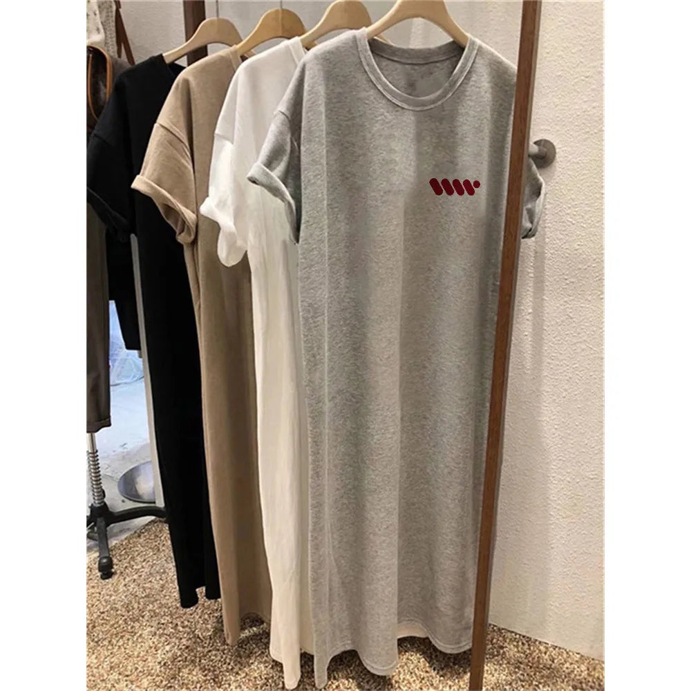 Casual Short-sleeved Round Neck Maternity Dress