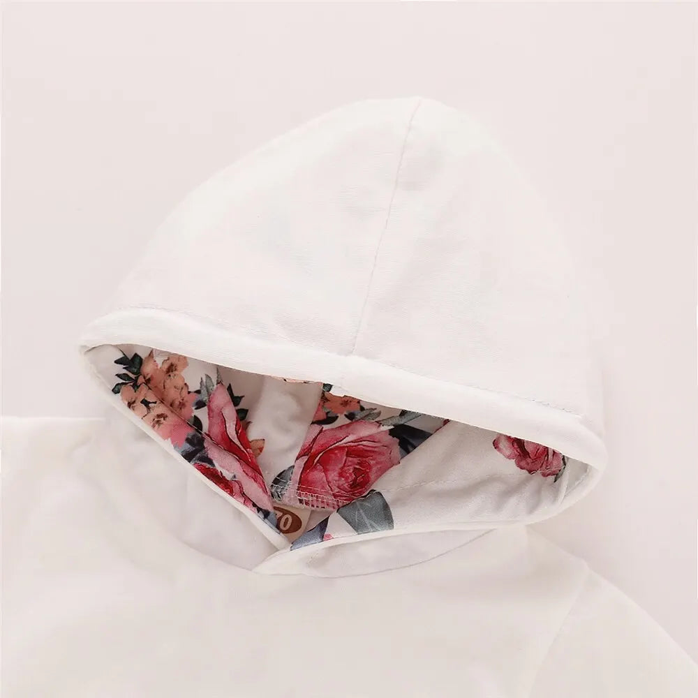 3 Piece Hooded Long Sleeve Pant & Bow Set