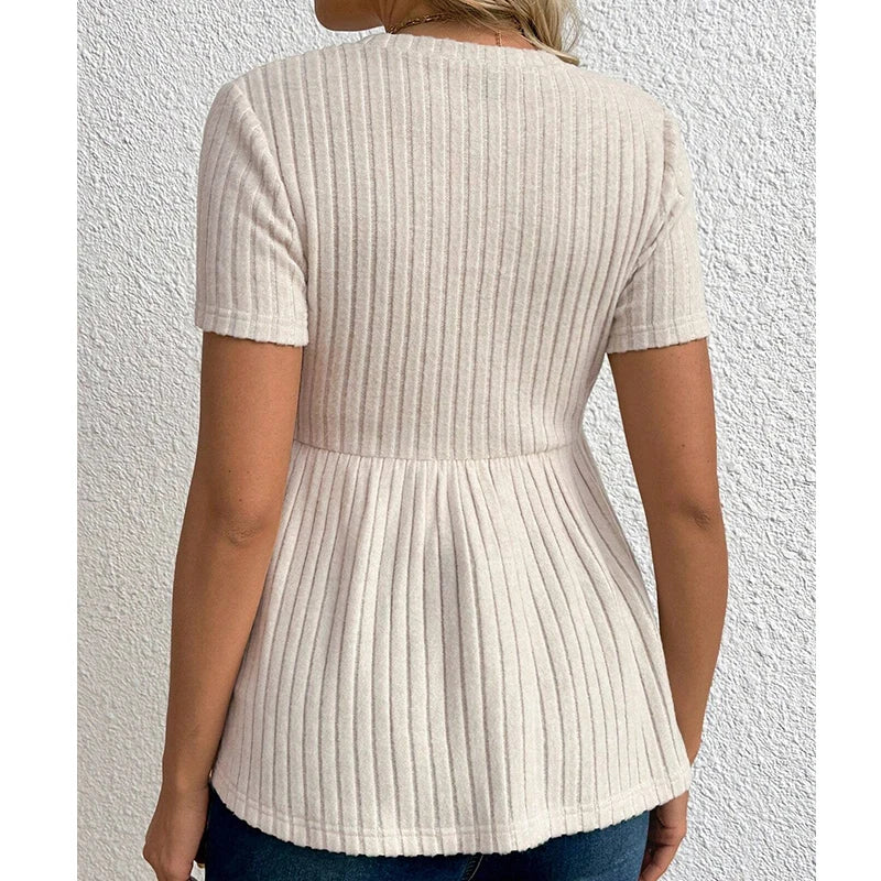 Womens  Knitted Tees Short Sleeve