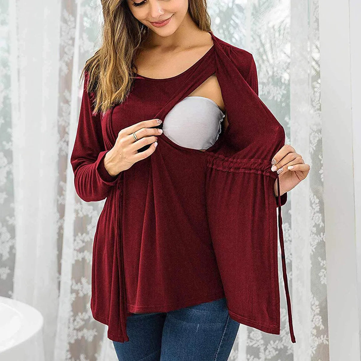Long Sleeve  Lace Up Breastfeeding Outwear