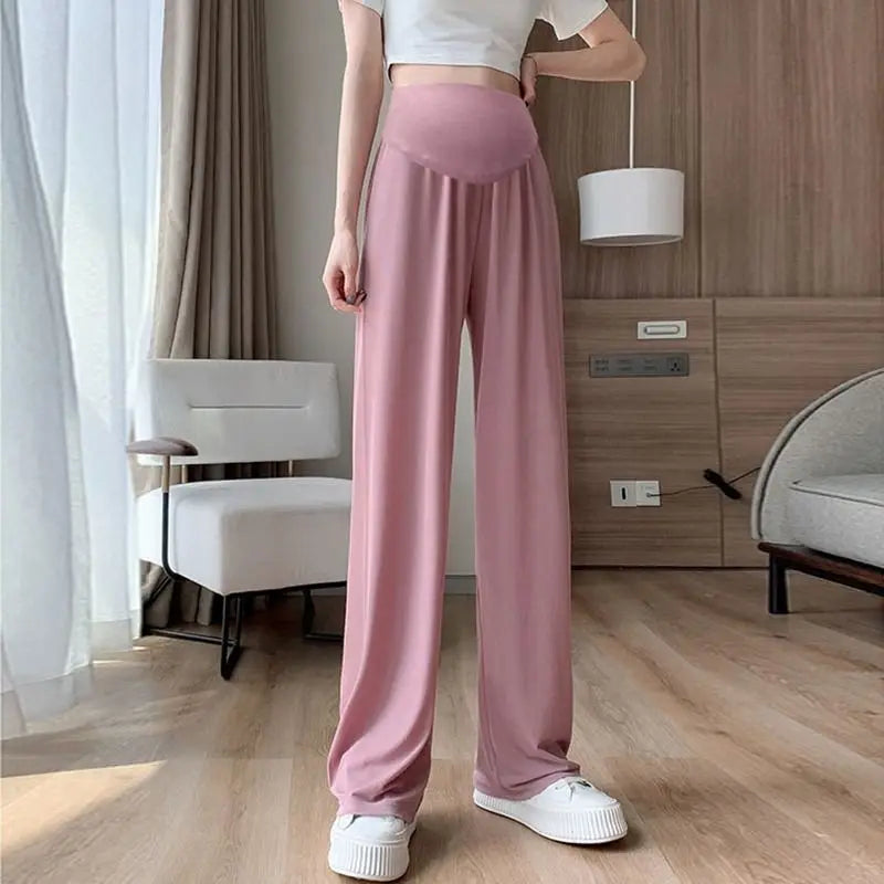 Maternity Wide Leg Pants High Waist Over Belly