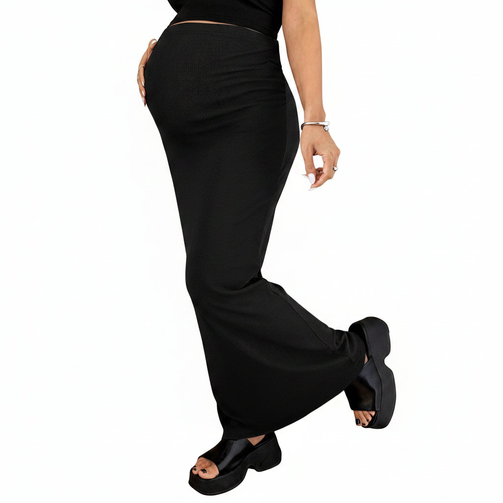 Maternity Knitted High-waisted Long Skirt