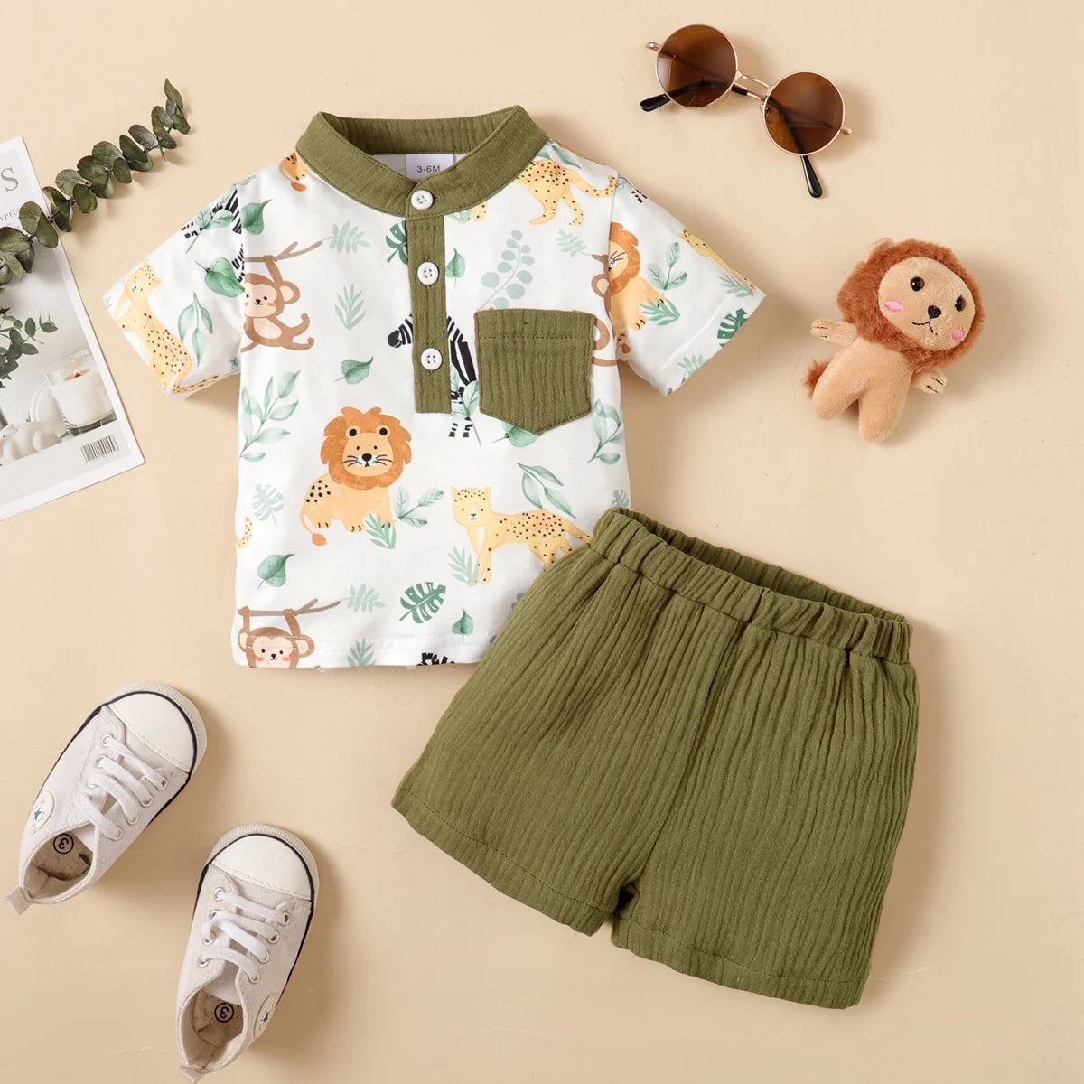 Animal Printed Shorts and Shirt Set