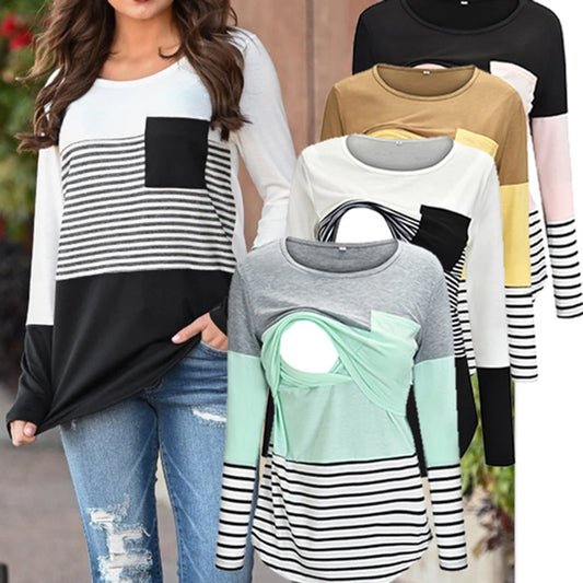 Breastfeeding T Shirts Casual Loose Long Sleeve