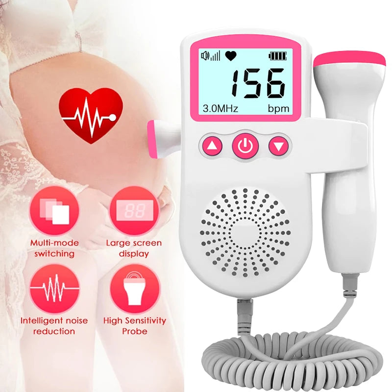 Doppler Fetal Heart Rate Monitor Fetal Health Pulse Detector Infant Heart Rate Detector 3.0MHz High Sensitivity and Precision Pr