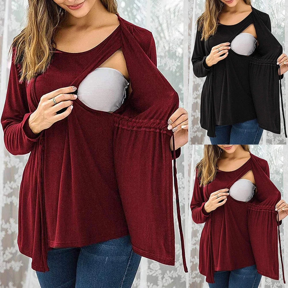 Long Sleeve  Lace Up Breastfeeding Outwear