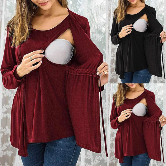 Long Sleeve  Lace Up Breastfeeding Outwear
