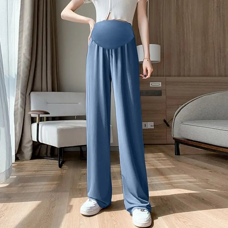 Maternity Wide Leg Pants High Waist Over Belly