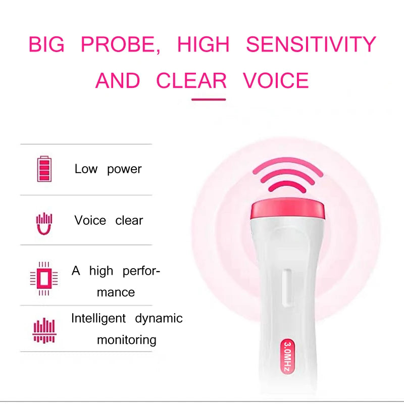 Doppler Fetal Heart Rate Monitor Fetal Health Pulse Detector Infant Heart Rate Detector 3.0MHz High Sensitivity and Precision Pr