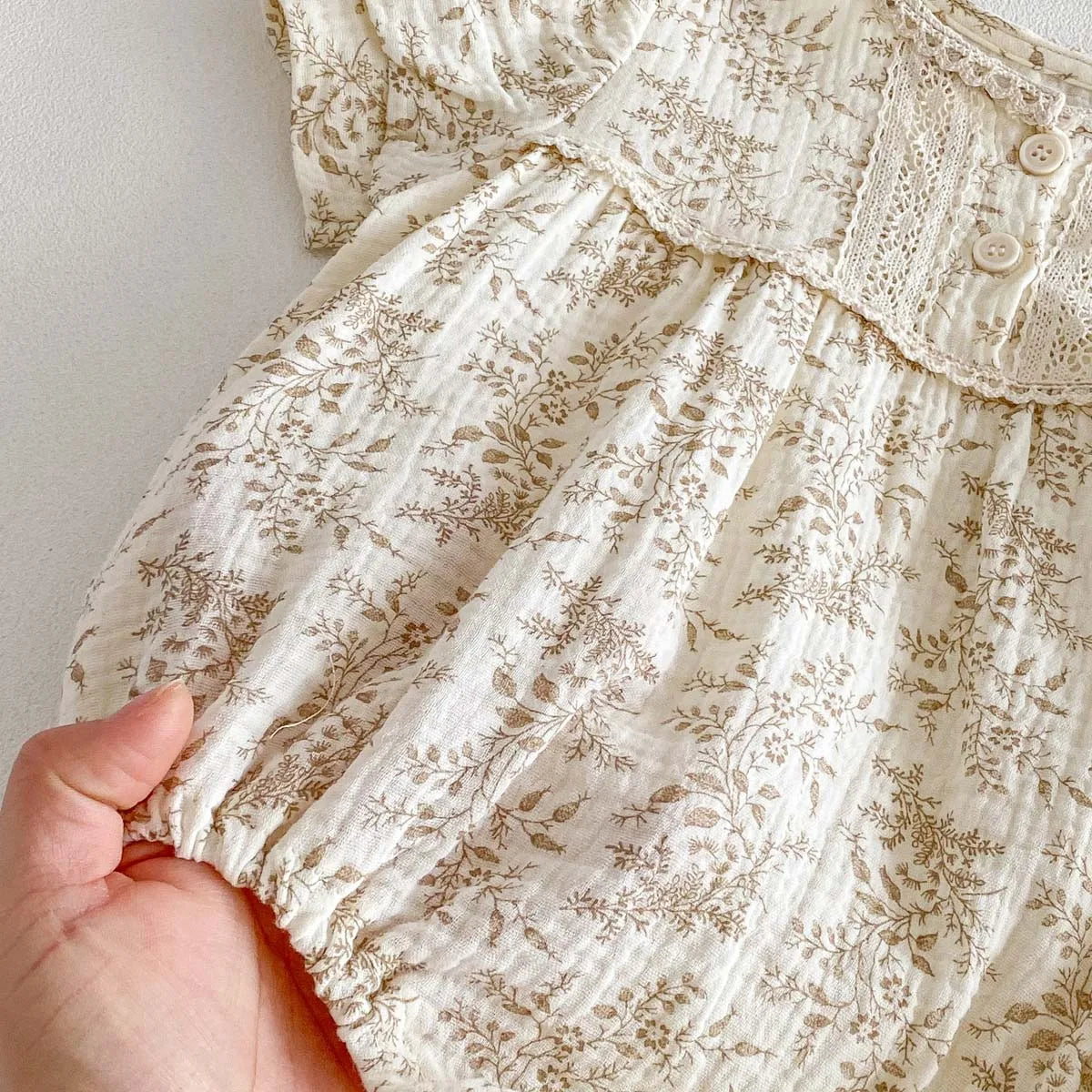 Fall Crepe Floral Short Sleeve Jumpsuit with Bow