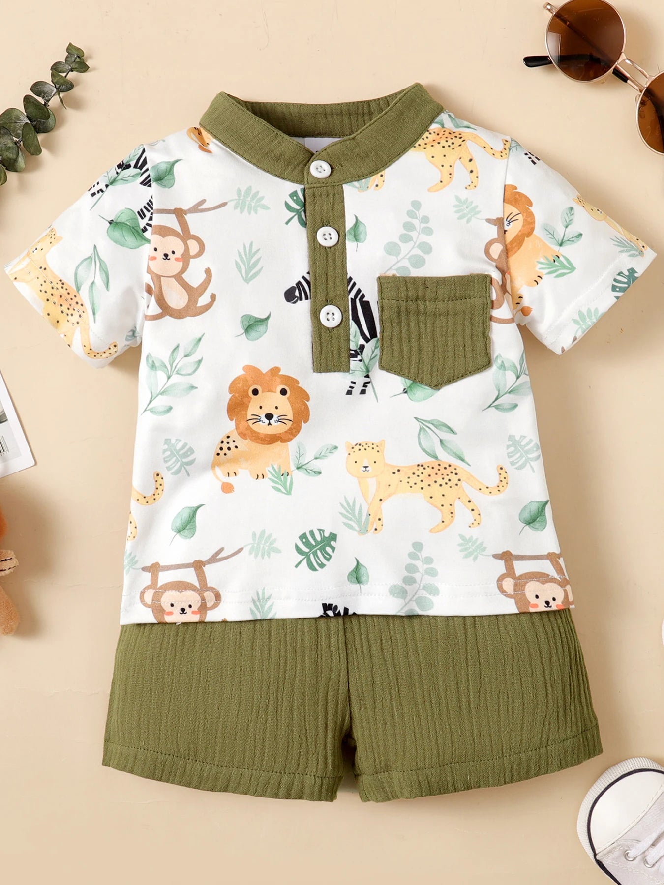 Animal Printed Shorts and Shirt Set