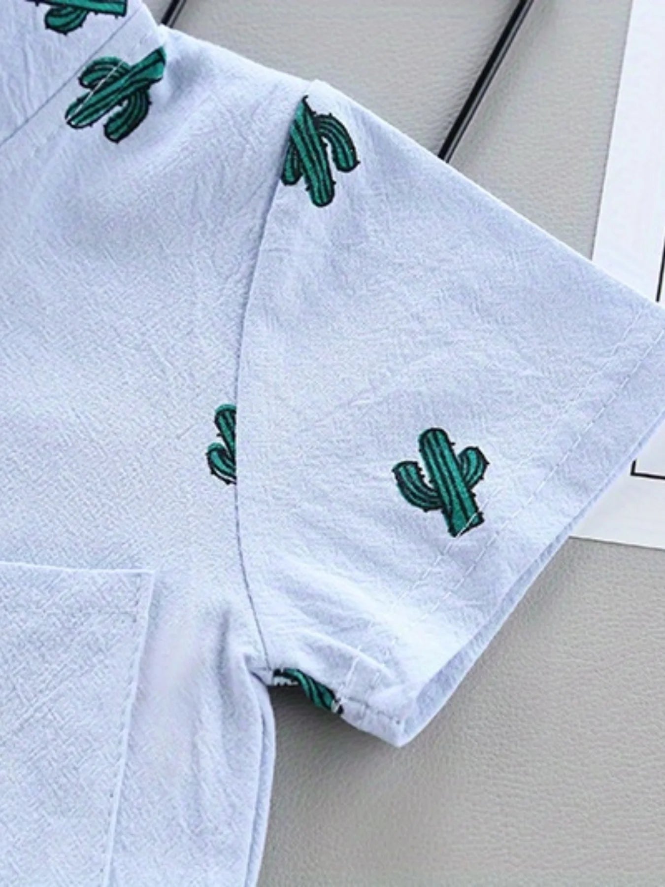 Cactus Pattern Short Sleeve Shirt And Shorts Set